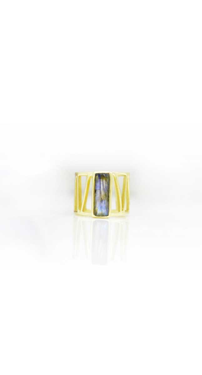 aegeanblue Labradorite Cage Ring Gold Plated – Sterling Silver 925