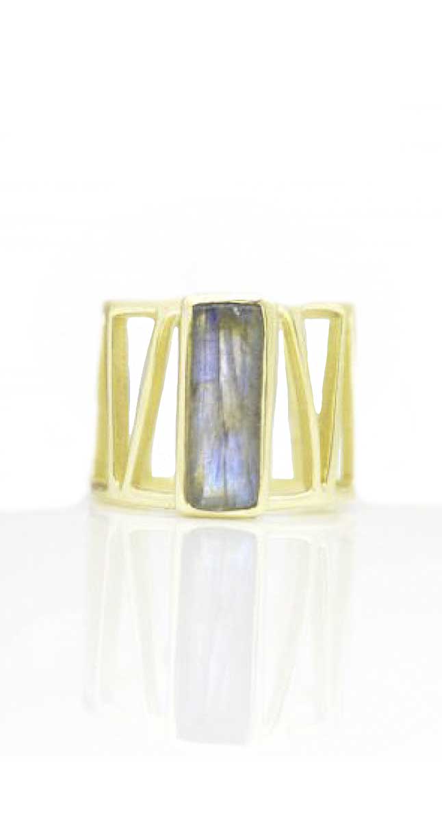 aegeanblue Labradorite Cage Ring Gold Plated – Sterling Silver 925