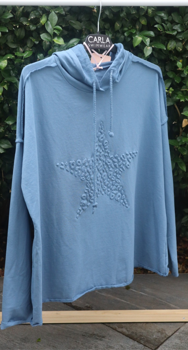 Star Imprint Hoodie Top - Made In Italy