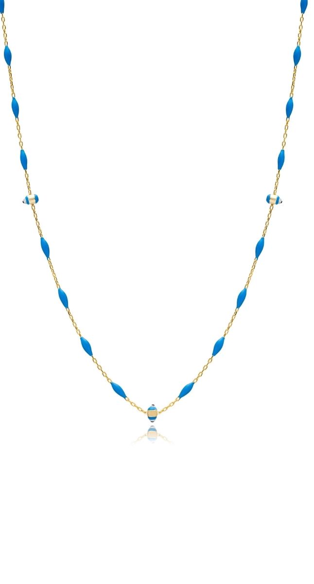 aegeanblue Village Girl enamel necklace - handmade in sterling silver with gold plating